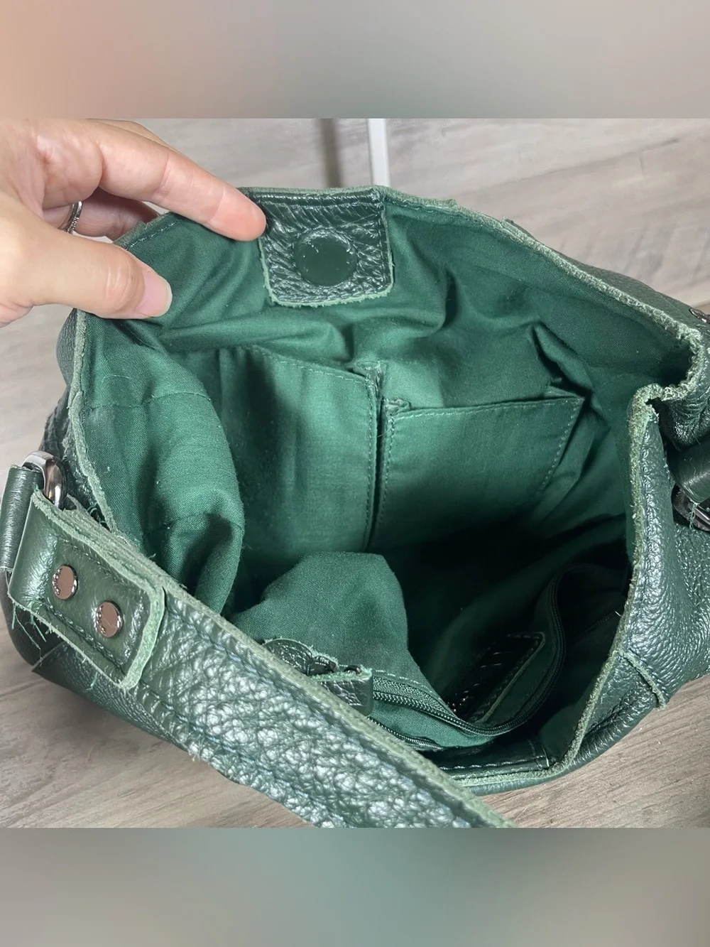 Joes Jeans Green Leather Pleated Hobo Bag Shoulder Purse Classic Western 90s Y2K